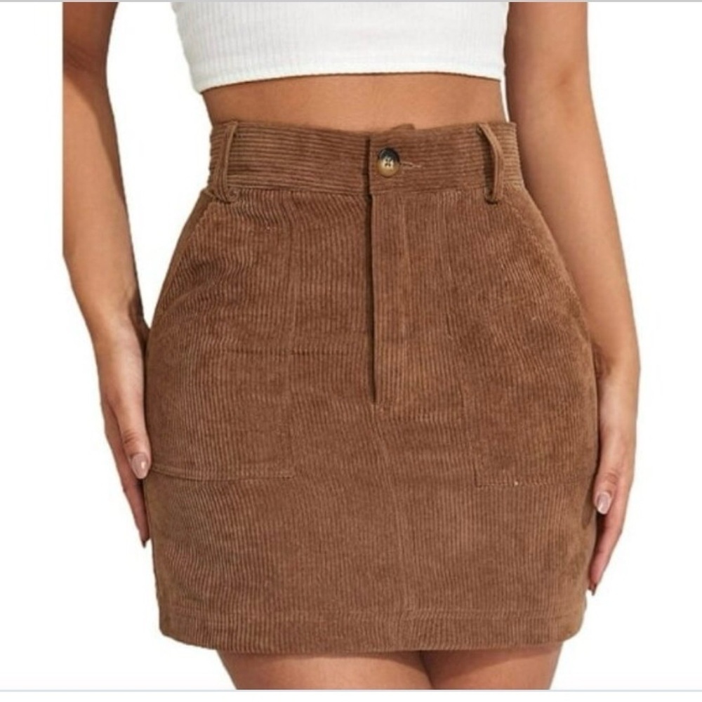 Brown Corduroy Mini Skirt
